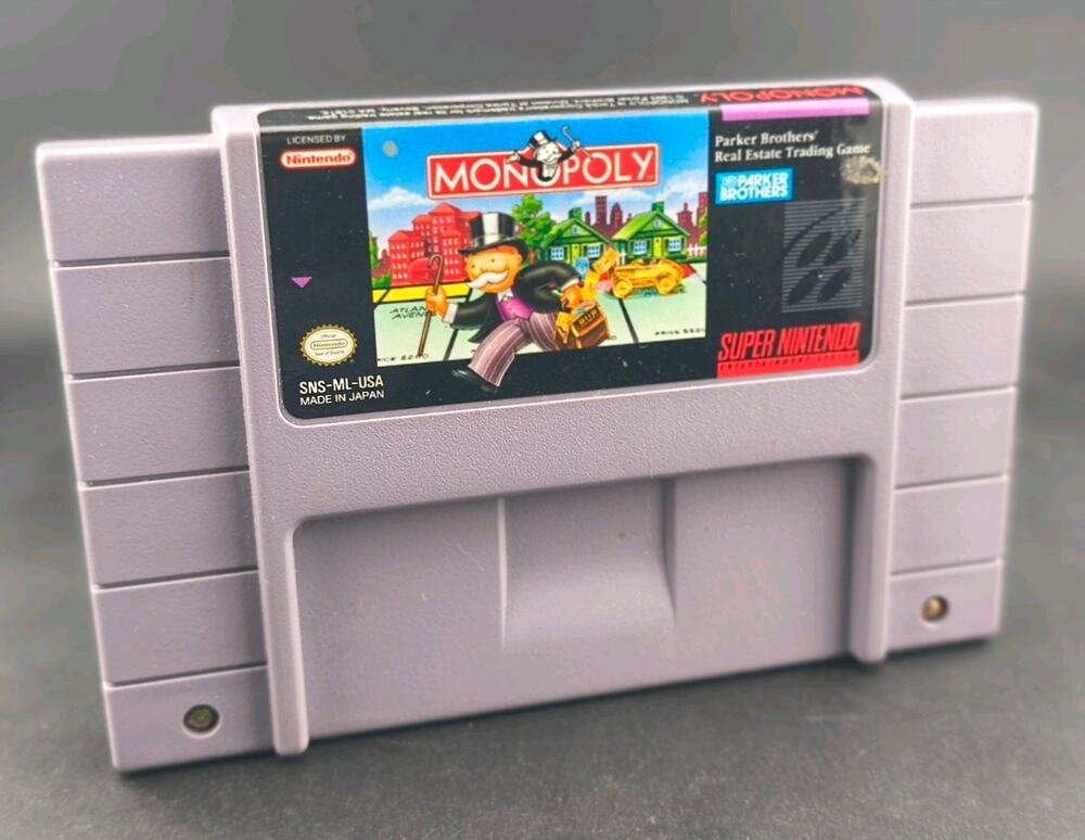 Monopoly Super Nintendo SNES Parker Brothers Board Game Cartridge Tested